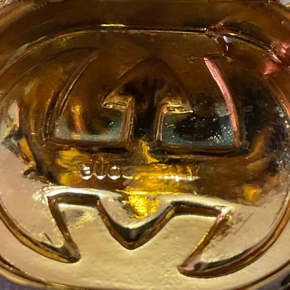 Gucci Vintage Necklace Yellow Gold Oval Locket Pill Box L Chain Raised GG Motif - Picture 13 of 16